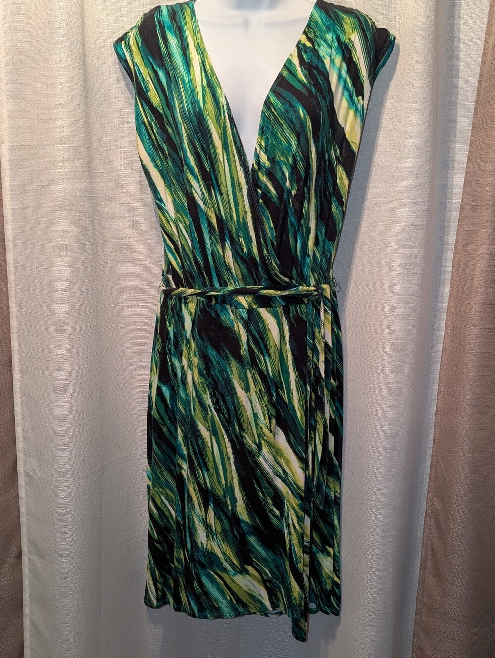 Ava & Viv Teal Green Striped Wrap Maxi Dress